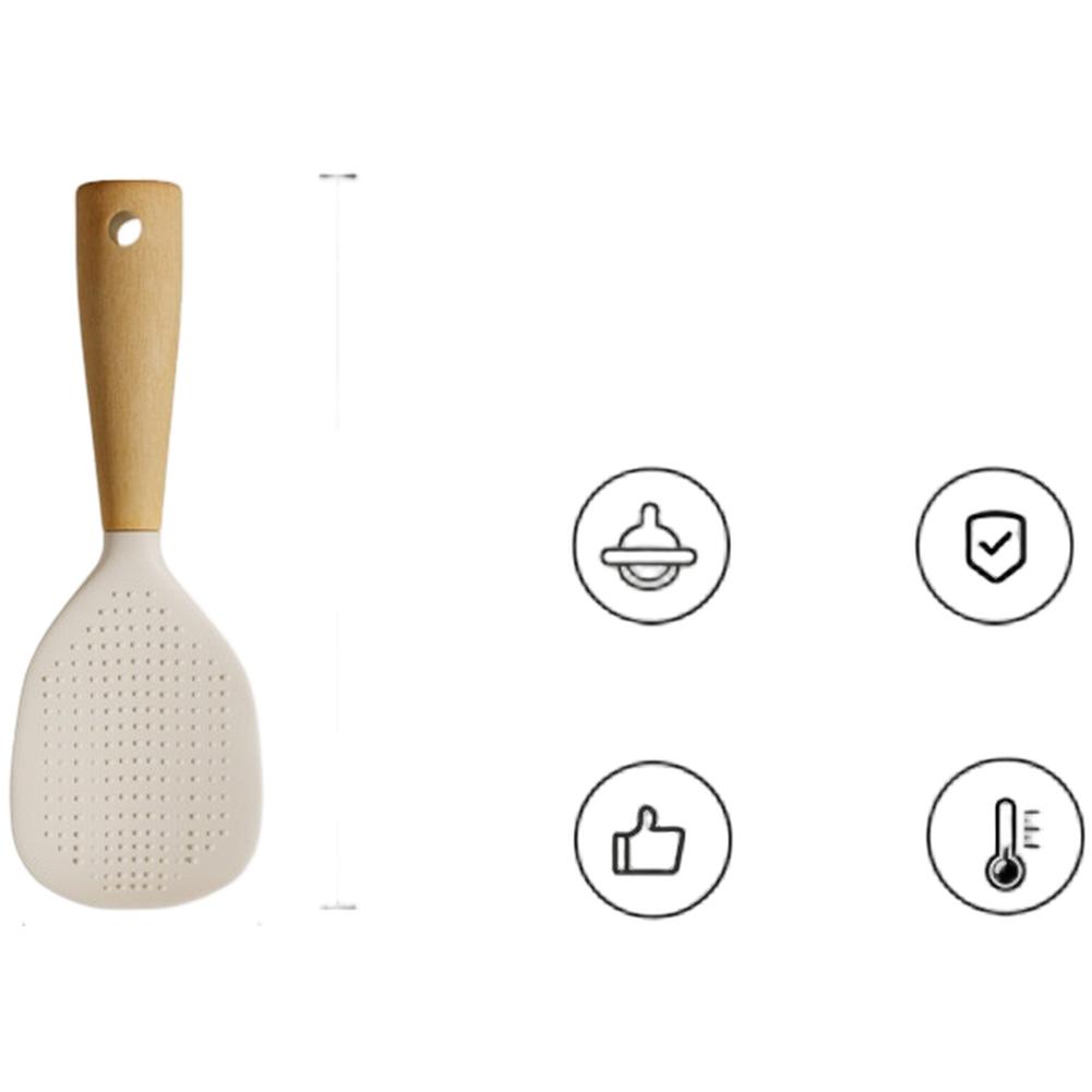 1PC Silicone Spatula Set Non-Adhesive Protection Comfortable Wooden Handle Food Safe High Temperature Resistant Spatula Set