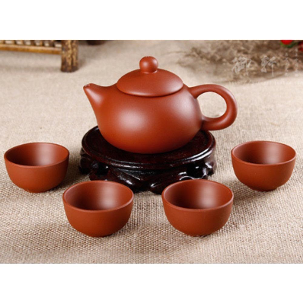 Kung-Fu-Teeset 1 Teekanne] 120ml Xishi Porzellan-Teeset Keramik Yixing Lila Ton Kanne