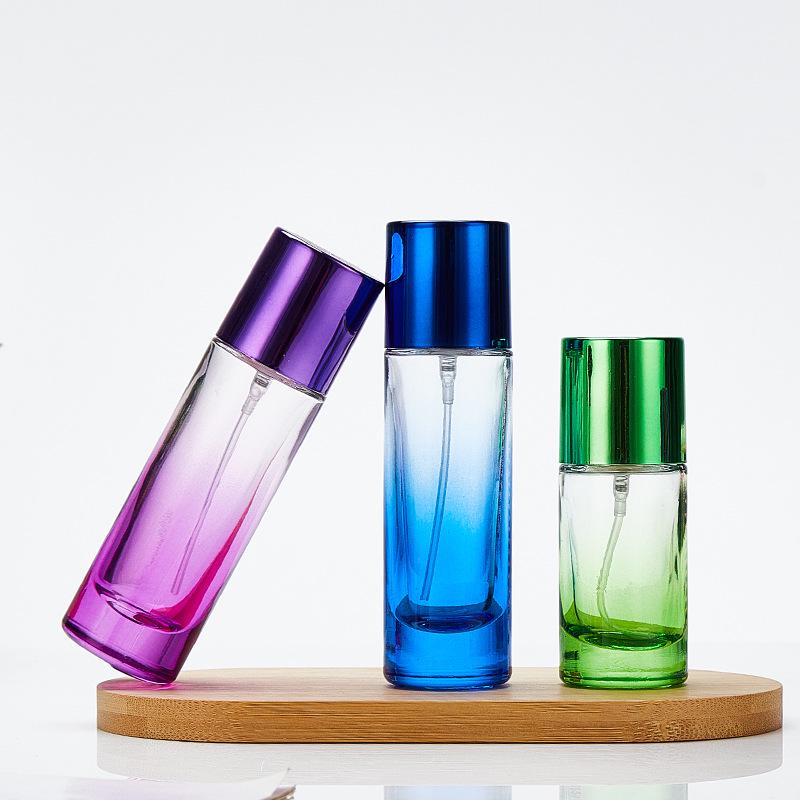 Gradient Cylindrical Perfume Spray Bottle - High Aesthetic Empty Decanting Sample Bottle
