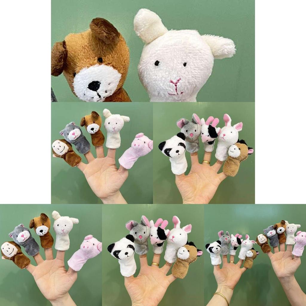 Cute Bunny Plush Finger Puppet Toy Set For Kids Soft Short Plush Fill White 9cm