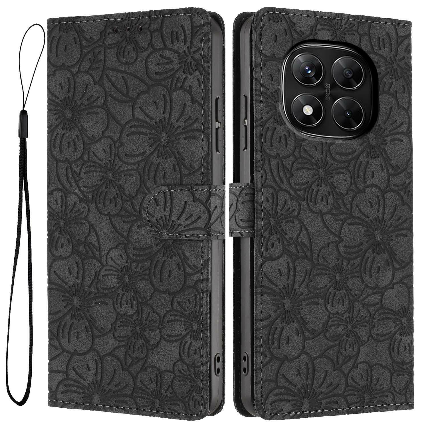 

Flip Case For Xiaomi Redmi Note 14 Pro+ 5G/Note 14 Pro 5G Leather Phone Cover Cherry Blossom Pattern Wallet Stand with Wrist Strap