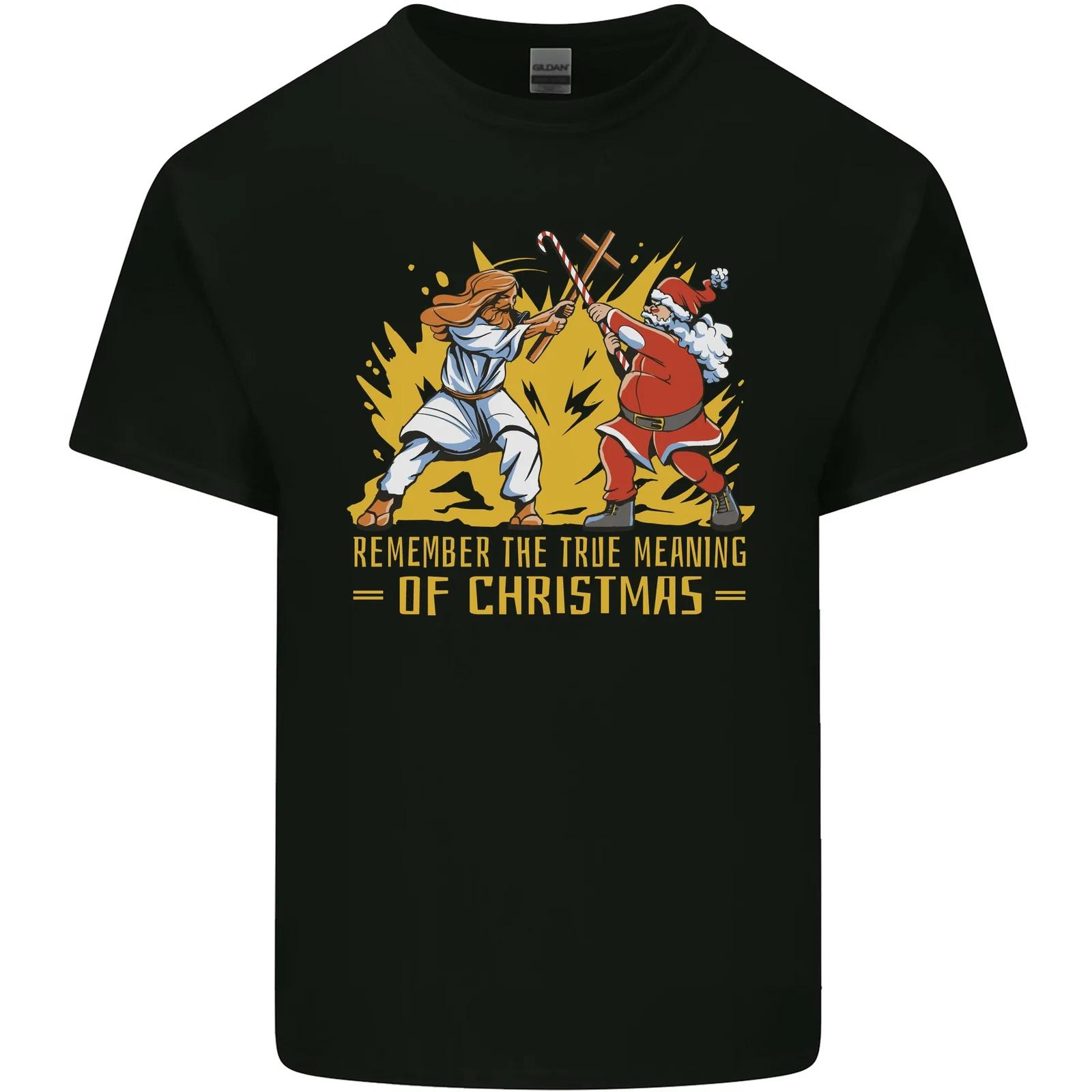 

Santa vs Jesus Funny Christmas Xmas Kids T-Shirt Childrens 2XL