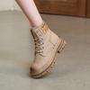 Martin boots women's autumn new leather short boots small inner heightening locomotive boots women's thick heel boots