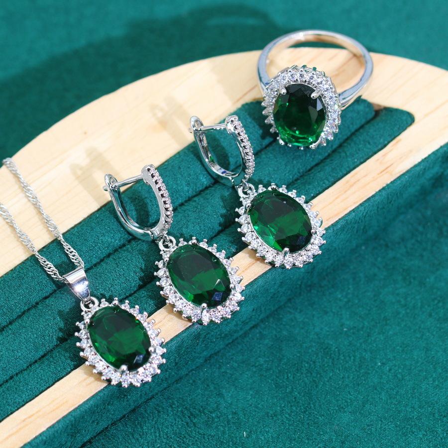 2024 New Jewelry Zircon Necklace Earring Ring Set