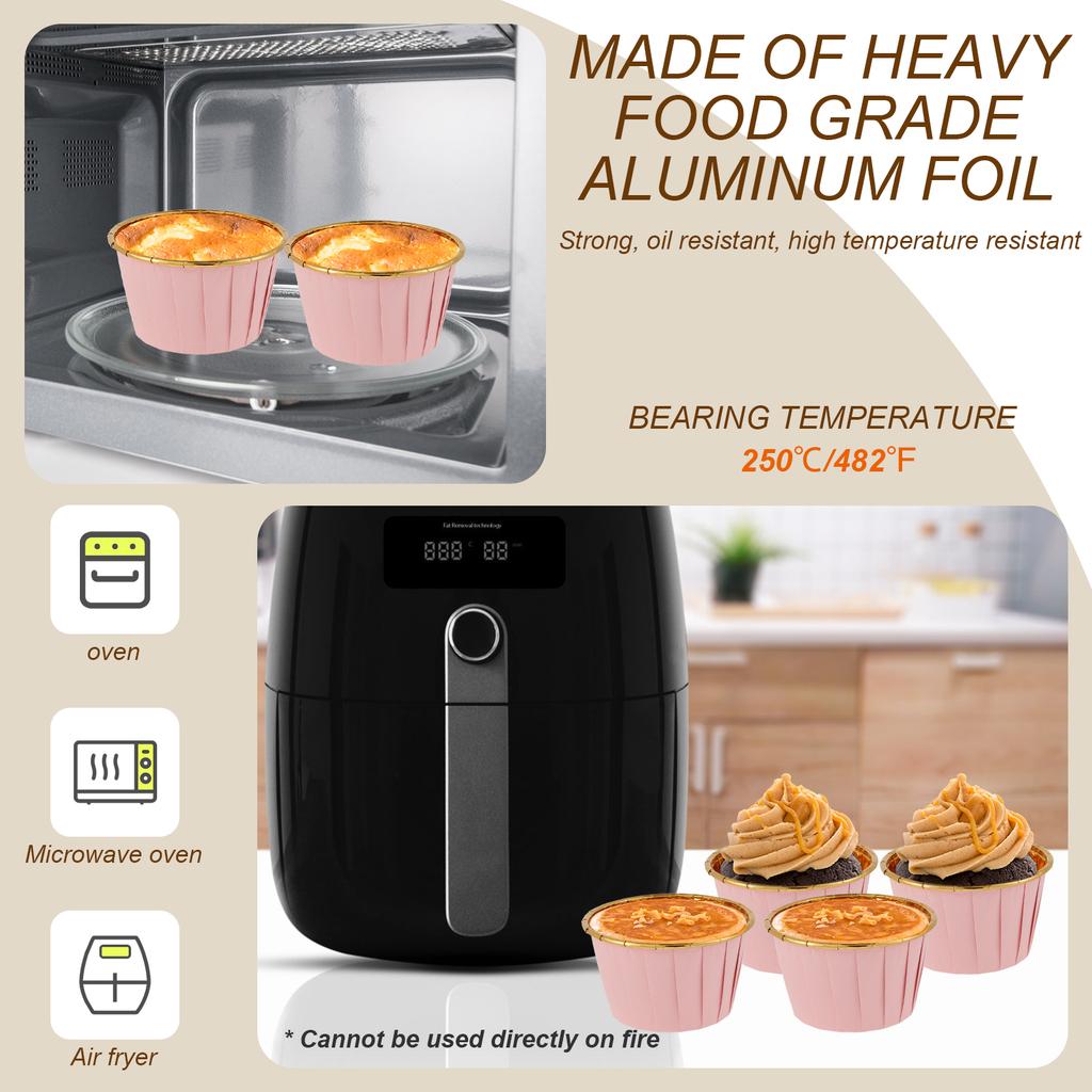 50 stuks Aluminium Cupcakevormpjes met Deksel Hittebestendig 5.5oz Aluminium Cake Bakvormpjes Rond Muffin voor Huiskeuken Bruiloft Feest
