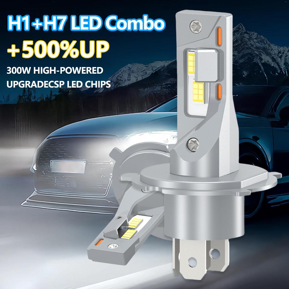 

300W High Lumens Led Light Blubs Upgraded CSP Chips Plug and Play Car Headlamp Canbus Error Free 6500K Replacement Headlights H1