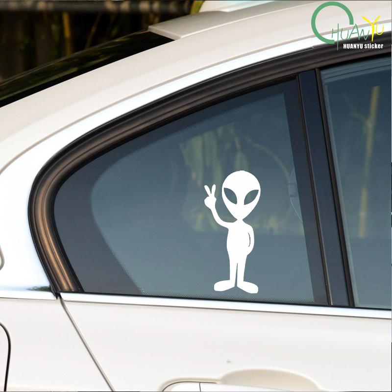 Alien Peace Sign Vinyl Decal Car Stickers for Window Body Styling Durable Decoration Automotive Trucks Laptop Moto Vinyl Decals