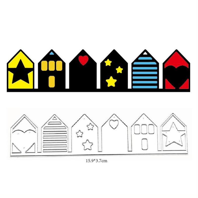 Love Star House Carta Arte Design Modello Fustelle da Taglio in Metallo Fai da Te Scrapbooking Stencil per Goffratura Artigianato della Carta Modello per Album