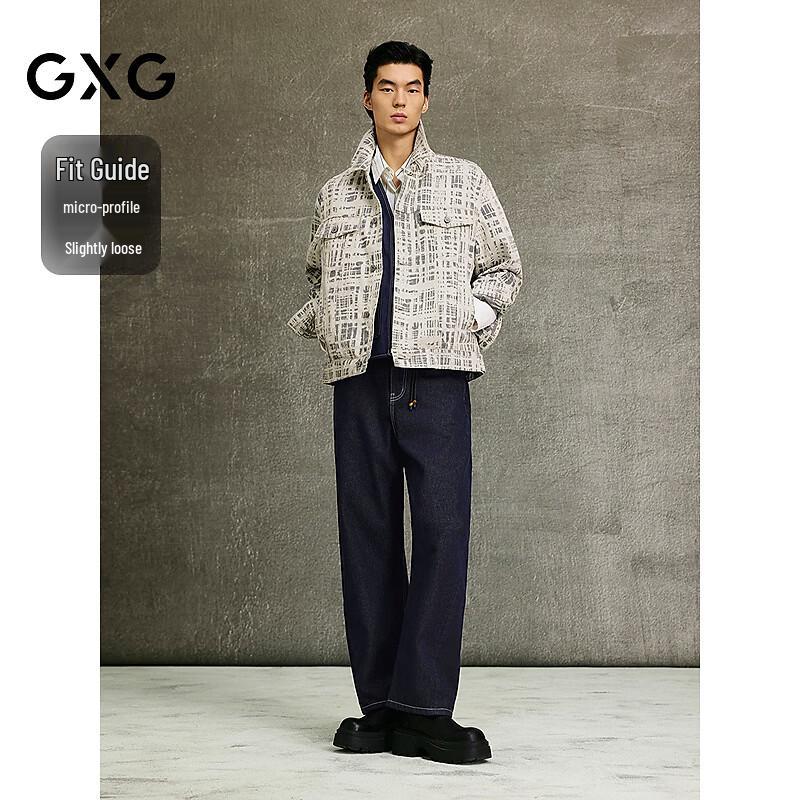 GXG Men's Grey Jacquard Denim Jacket