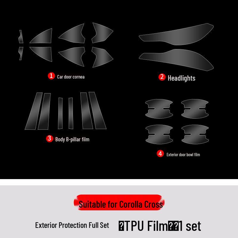 Protector de Ușă TPU Corolla Cross: Film anti-zgârieturi pentru triunghiul față și cel din spate