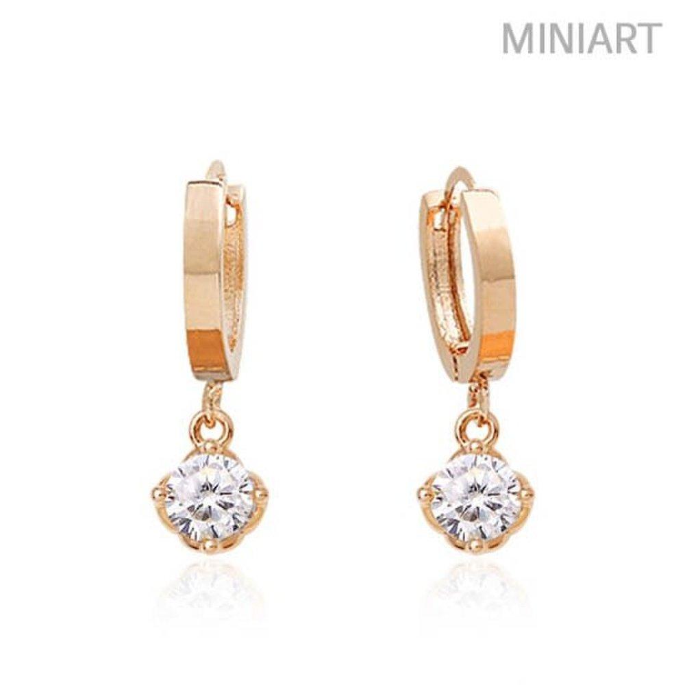 [] 14K Gold-Pin Earrings Gold One-Touch Ring Ms511
