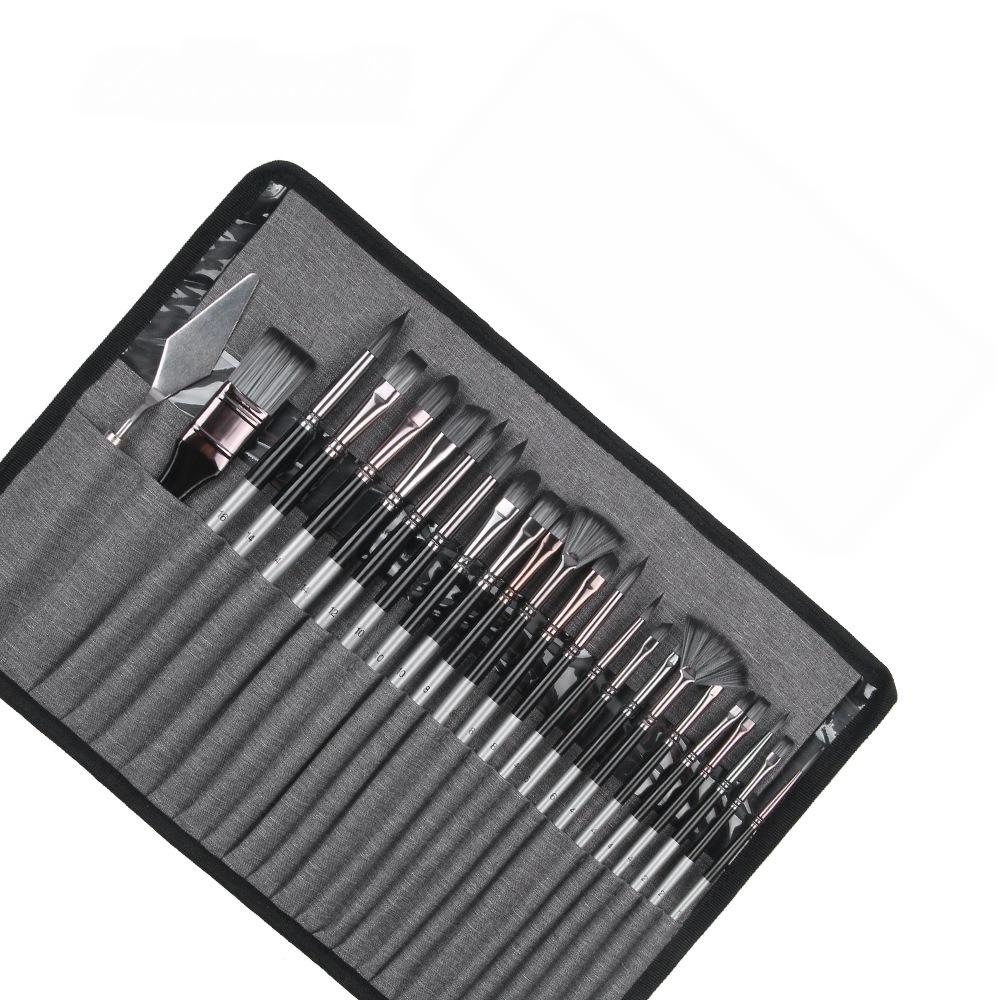 32-Piece Wooden Handle Art Brush Set: Nylon Bristles for Watercolor and Oil Painting