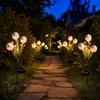 Solar Powered Outdoor Flag LED Garden Stake Light Waterproof Ground Spike with Three Flag Heads for Yard Pathway Decoration