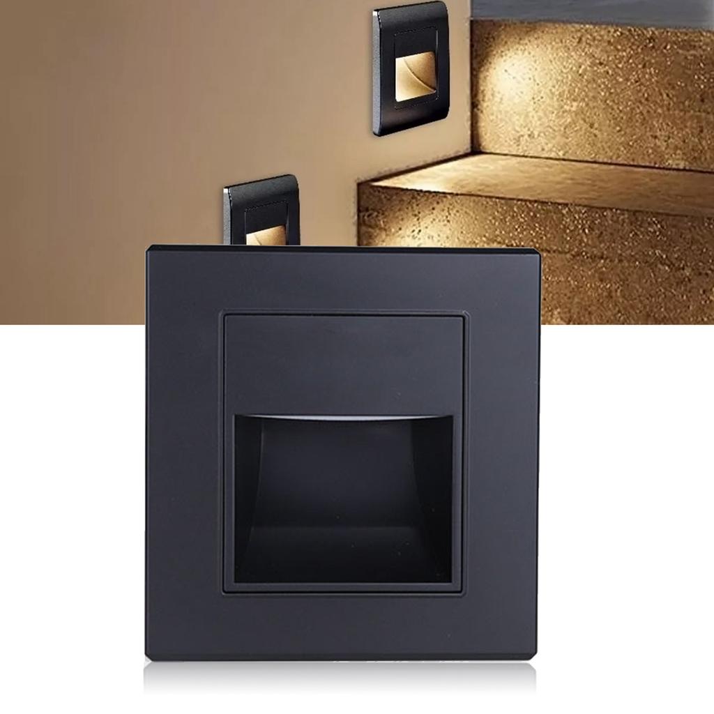 3 Pcs Step Light 1.5W 3000K Warm White Soft Lighting Embedded Stair Step Lamp for Bedside Corridor