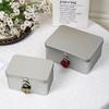 Silver Lockable Tin Storage Box Multifunctional Desktop Storage Box Metal Box Jewelry Storage Empty Box