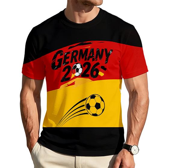 Men's Crew Neck Short Sleeve T-Shirt with Spain 2026 Football Print Casual Fit Lightweight Comfortable Design