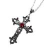 Gothic Cross Pendant Necklace With Flower Pattern Alloy Chain Jewelry For Party Wear