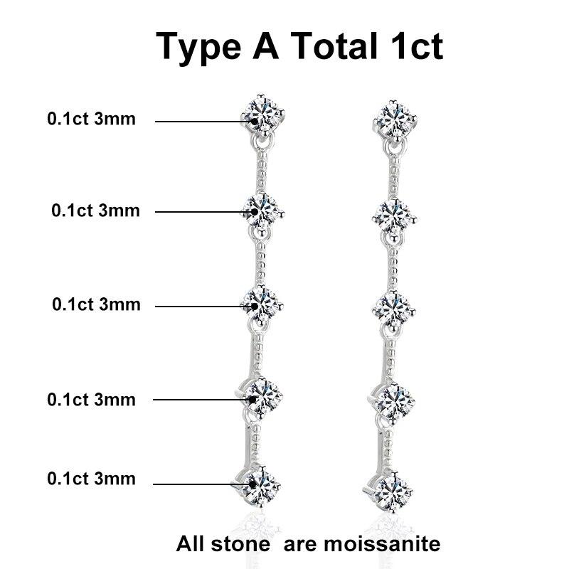 

D VVS1 Серьги-капли с муассанитом, стерлинговое серебро S925, сертифицированные GRA, свадебные длинные серьги с кисточками и бриллиантами для женщин