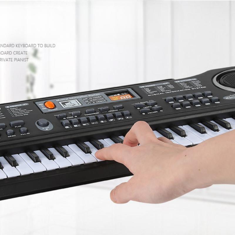 1Pc Children's Electronic Organ, Musical Instrument 61-key Multi-function with Microphone, Educational Toys, Gifts, Piano with Power Supply