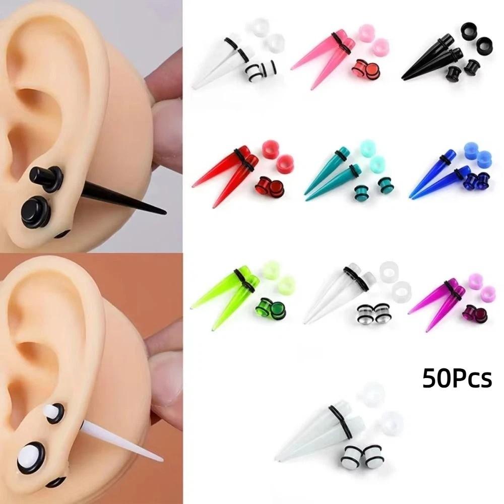 50 Stück Acryl Ohrdehnungs-Set 14G-00G Ohr-Taper Ohr-Dehner Ohr-Tunnel Set Unisex