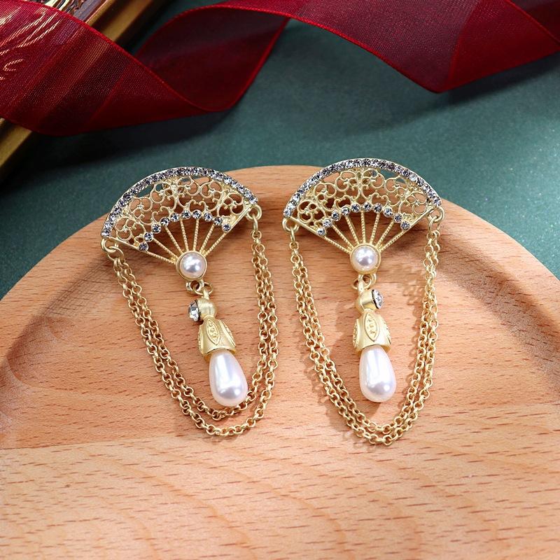 

Женские Девушки Барокко Винтаж Стразы Жемчуг Крест Серьги Ювелирные изделия Ретро Дворец Подвеска Цепочки Серьги Аксессуары Для Леди