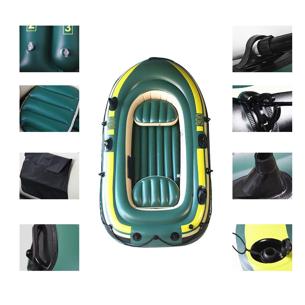 Green PVC Inflatable Three Person Rowing Air Boat Fishing Drifting Diving Tool