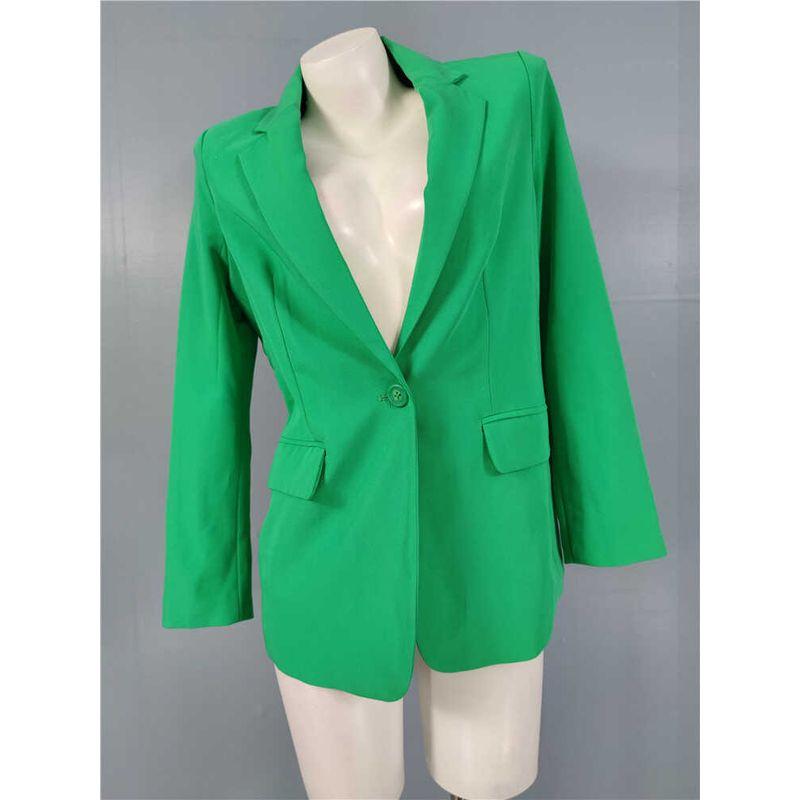 

Export Single Spring New Arrival Commuter s All-Matching Slim Looking White Green Long Sleeves Ol Graceful Personality Button Suit Outwear Green XL