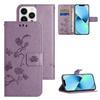 Butterfly Flower Imprinted Leather Case for iPhone 15 Pro,Stand Waller Protective Phone Cover