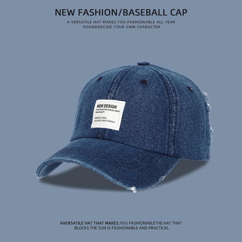 Japanese Retro Washing and Old Denim Duckball Hat for Women Outdoor Sports and Leisure Sun Protection Baseball Hat for Men