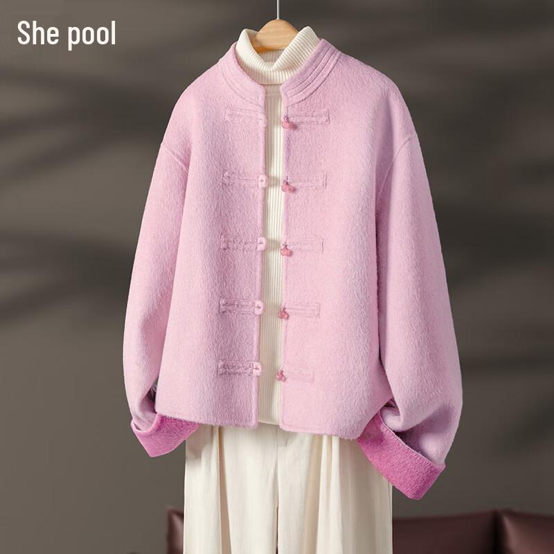 

Women s New Chinese Style Merino Wool Double-Faced Short Jacket M
