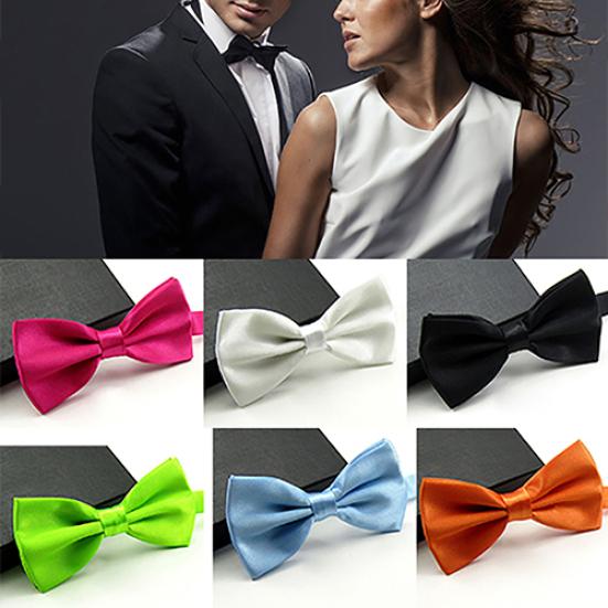 Men Classic Solid Color Bowtie Necktie Tuxedo Wedding Party Adjustable Bow Tie