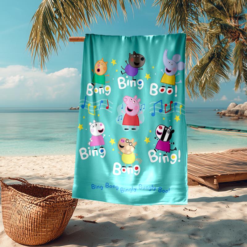 Ultra-Soft Beach Towel with Peppa Pig Theme,Ideal for Pool - Camping, Diving - Perfect Travel Essential, Vibrant Beach Towel.
