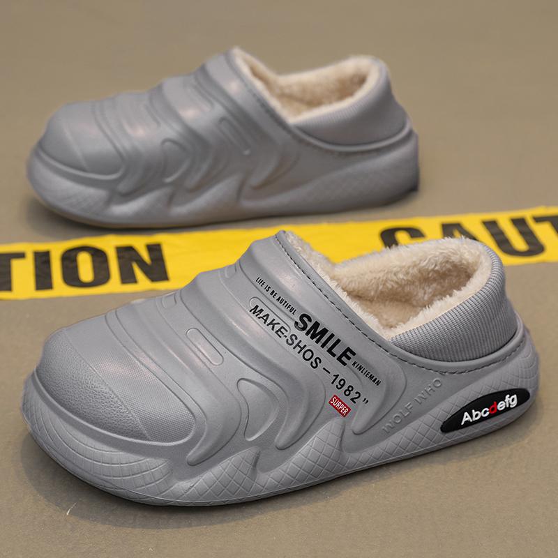 

Men s slippers winter outdoor Warm Fluffy slippers 2024 Winter Slippers Home Plush Women Cotton Shoes unisex winter cotton shoes 45 сірий колір