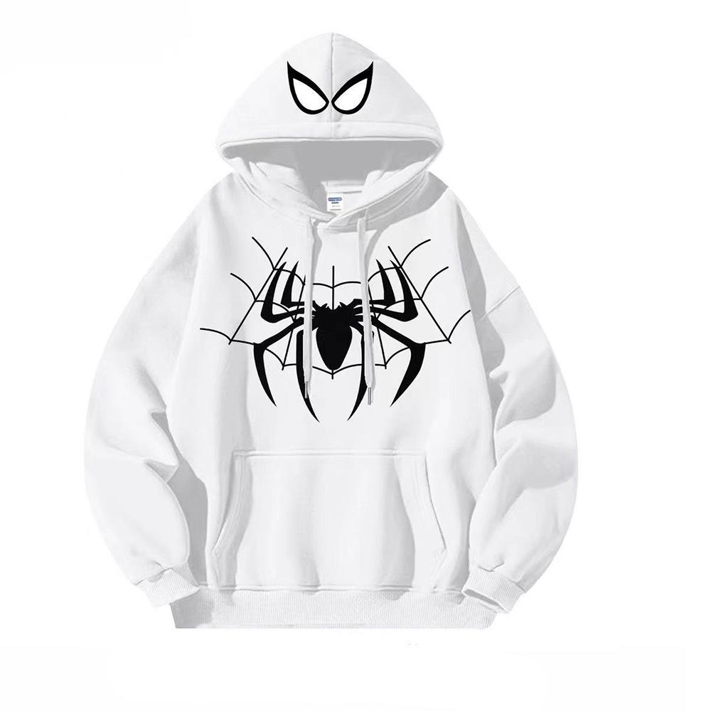 American Retro Hip-Hop Spider-Man Hoodie for Boys & Girls - Loose Fit Couple Outerwear for Fall & Winter