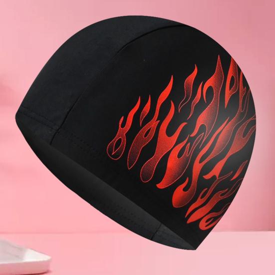 Sonnencreme Reißfest Herren Badekappe Nylongewebe Flammenstil Ohrenschutz Schwimmhaube