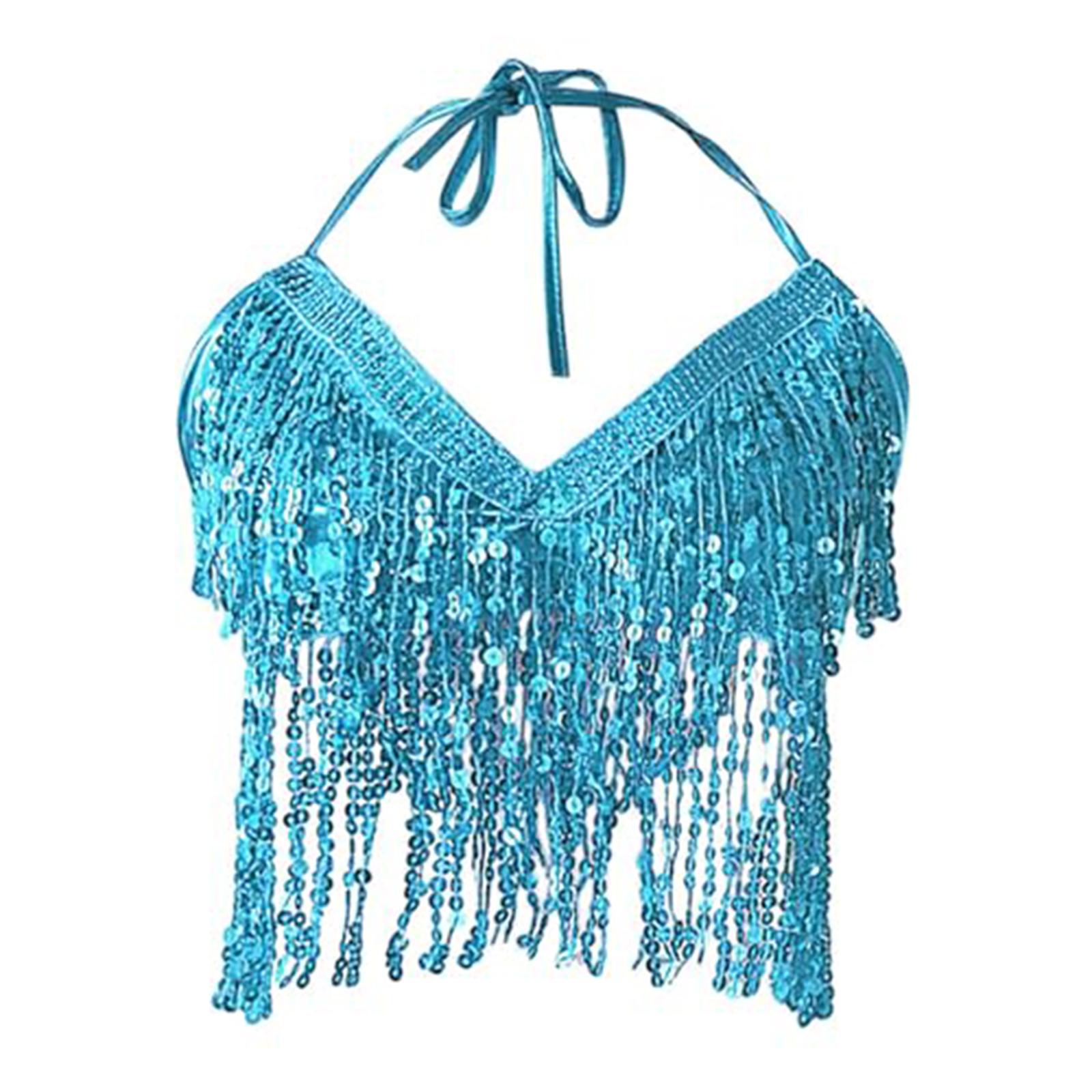 

Женские топы для выступлений, бюстгальтеры для танца живота, сексуальная сценическая одежда с бахромой One Size