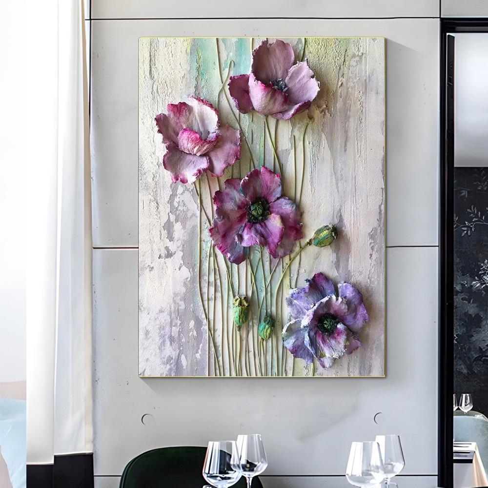 Thick Oil Canvas Flower Wall Art Poster for Living Room, Bedroom, Office