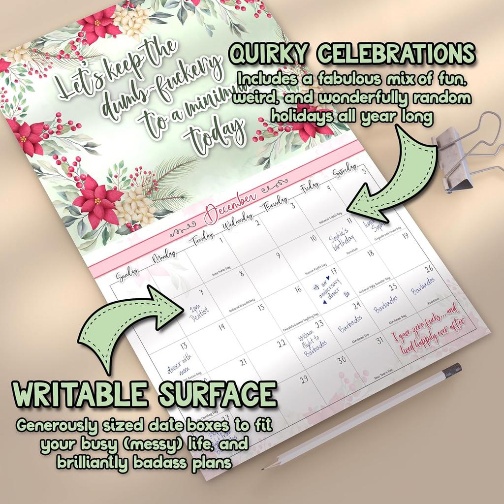 2026 Fuck This Shit: A Year of Sassy Attitude | 12 month Calendar for Tired, Fabulous Women | 12"x8" Floral