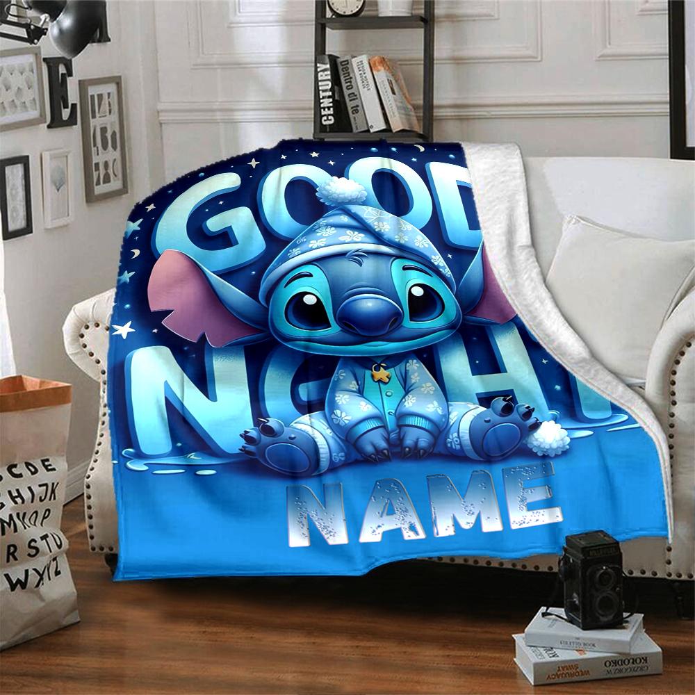 Custom Name Lilo & Stitch Floral Adventure blanket for Couch & Bed, Plush Cozy Fuzzy Blanket Super Soft & Warm Blankets for Fall and Winter. 0908407