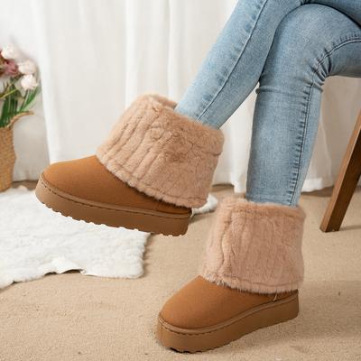 Fashion High Quality Women Snow Ankle Boots Fashion Fluffy Plush Faux Fur Soft Boots Winter Indoor Comfortable Warm Cotton Shoes Women