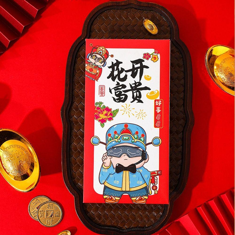 6pcs Traditional God of Wealth Money Pocket Hongbao Gifts Packing Bags  Celebration Party