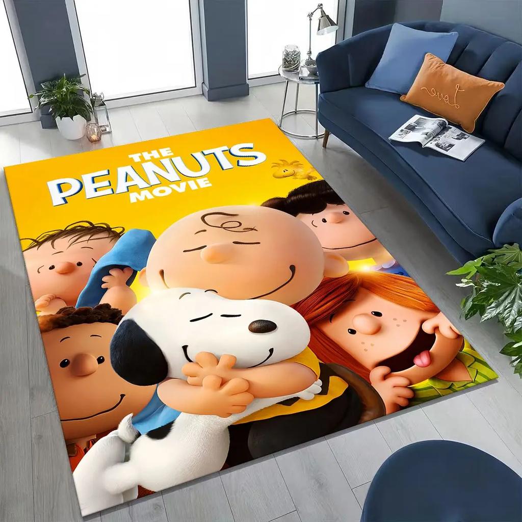 3D Cute Snoopy Dog Peanuts Art Cartoon Art Rug for Bedroom Living Room Sofa Home Doormat Decor, Large Kids Non-slip Floor Mat