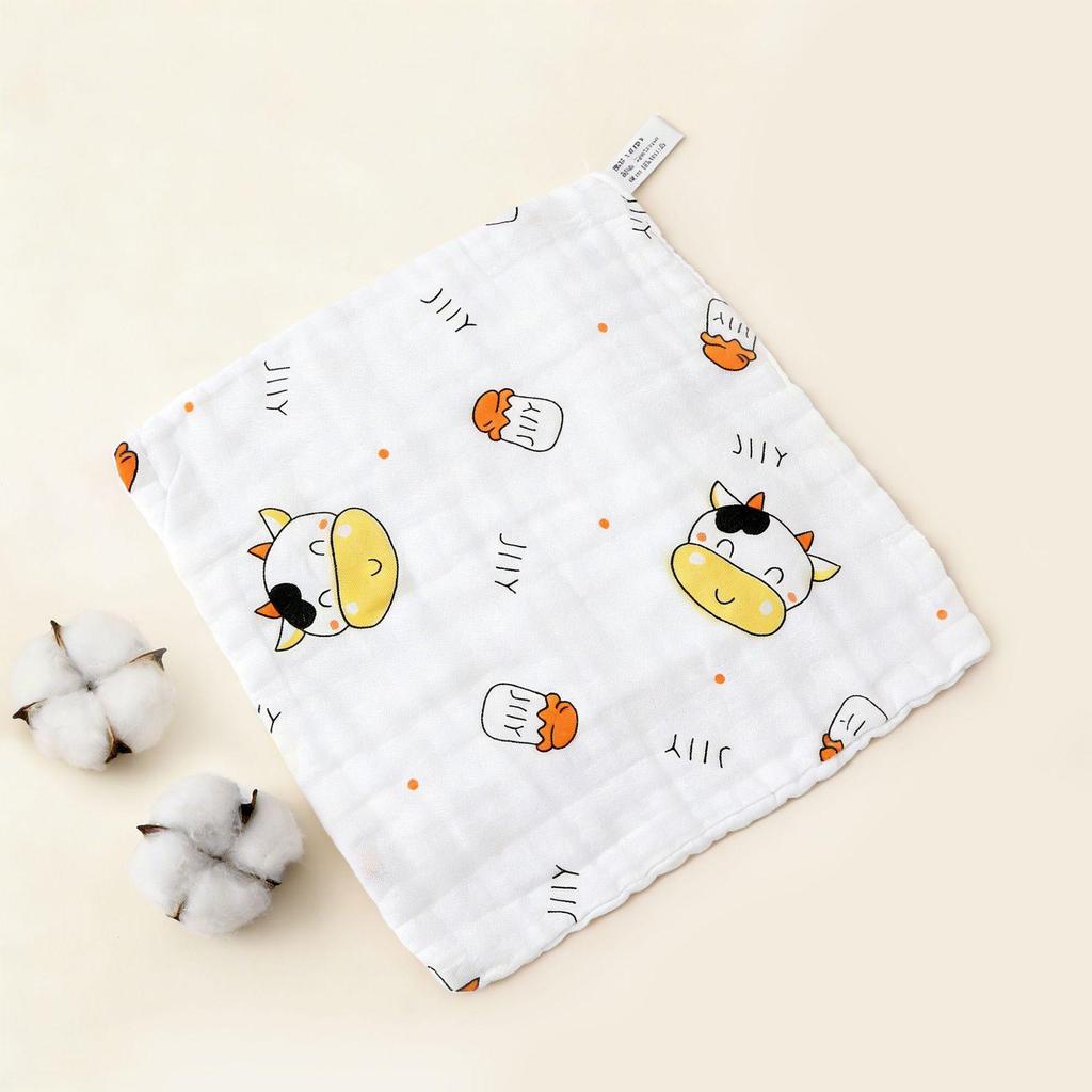 Class A Pure Cotton 6-Layer Gauze Washcloth Bib for Infants and Toddlers