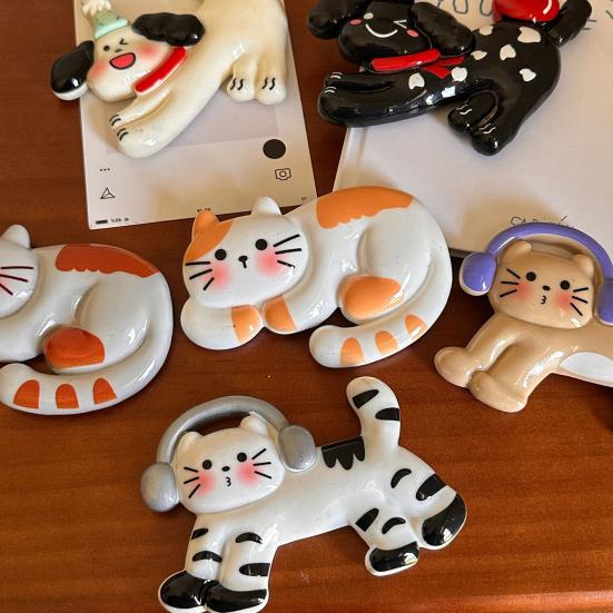 Cartoon Dog Resin Refrigerator Magnet DIY Cat 3D Kitten Puppy Magnetic