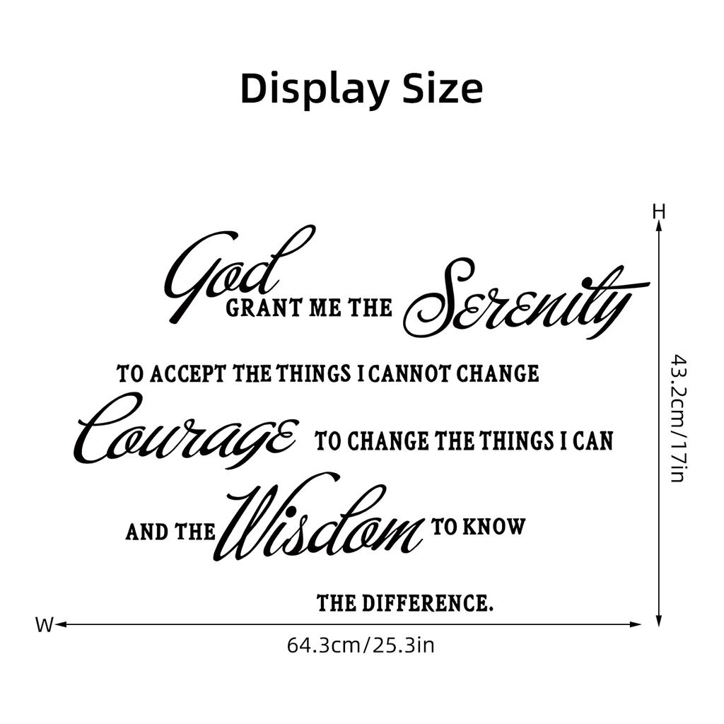 1pc English"God Grant Me The Serenity "Art  Text Wall Stickers for Bedroom Children's Room Decor Living Room Decoration Wall Art