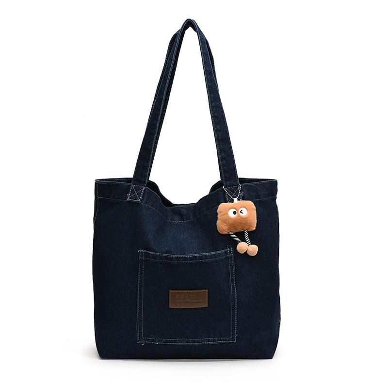 Large Capacity Trendy Casual Korean Style Shoulder Bag In Deep Blue For Fashionable Everyday Use
