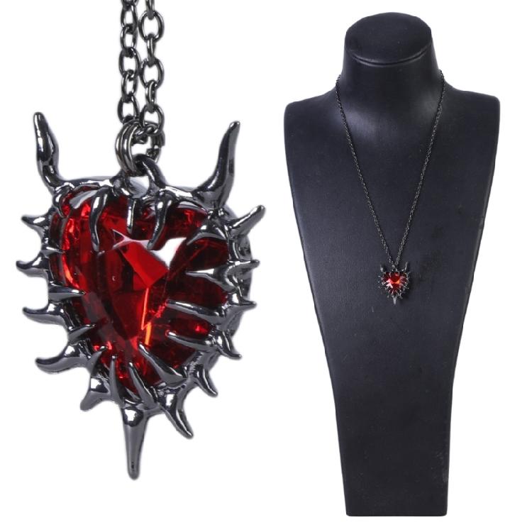 Sophisticated Thorn Heart Pendant Necklace Crystal Embellished Choker Stylish Clavicle Chain Accessory for Women