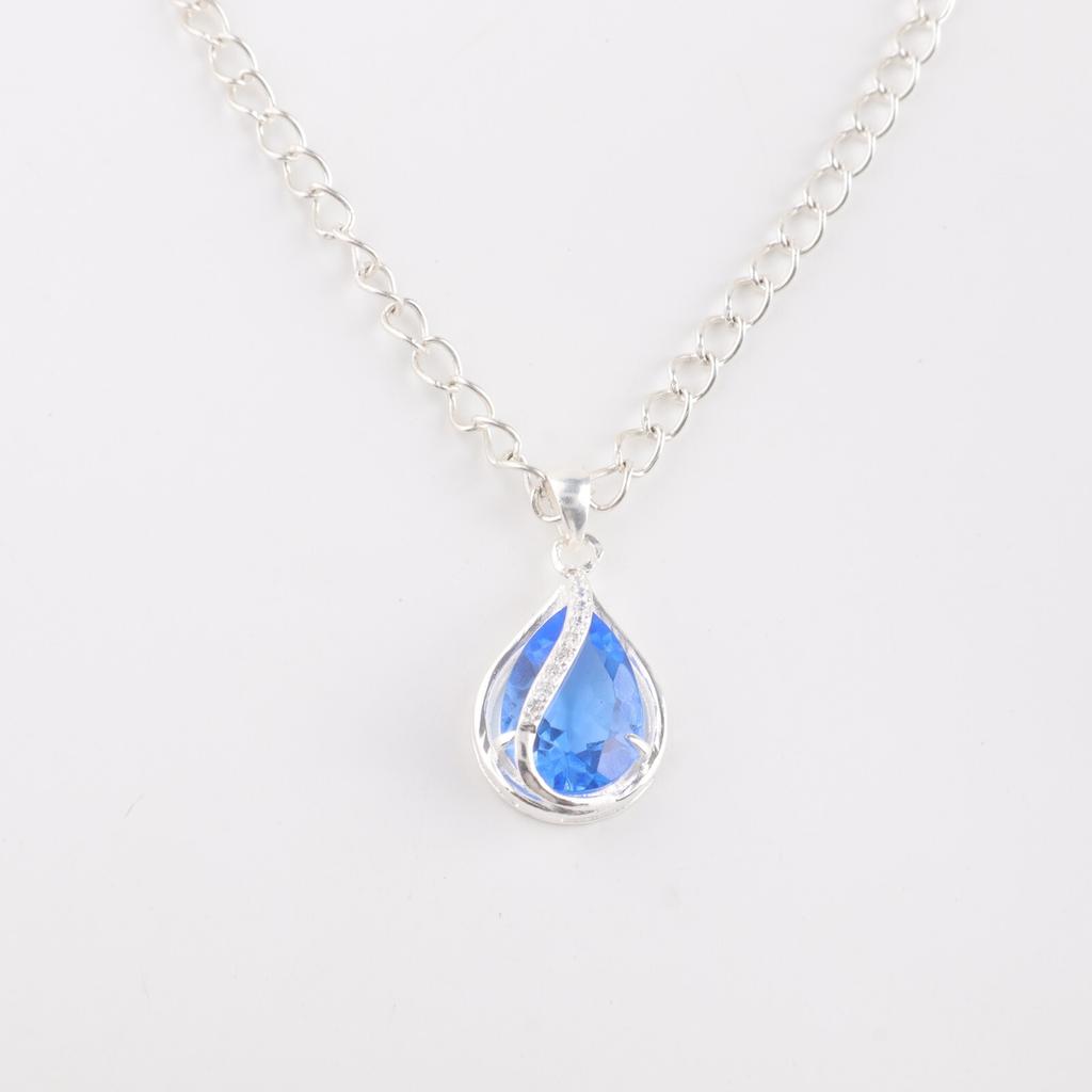Natural Tanzanite Gemstone Zircon Pendant  925 Solid Silver Jewelry Women Gift CZP-7-18