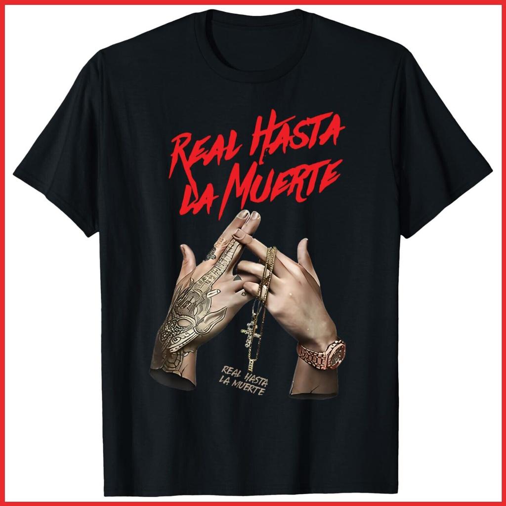 Real Hasta La Muerte Anuel AA Black Cotton T-Shirt S-5XL Men Original Gifts Tops Men Funny Ugus T-Shirts Designer