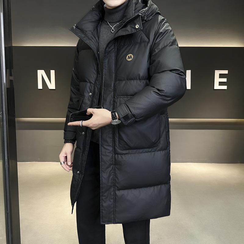Trendy Brand 2026 Men's Mid-Length Hooded Down Jacket - 50% Down, Thickened, High Quality